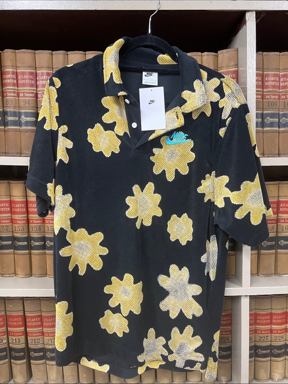 Nike Black Polo with Yellow Floral Print